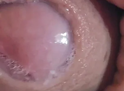 Close-up of Glans Ejaculating Intensely Before Cumming.