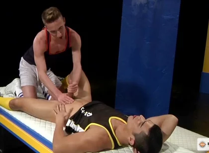 Ashtons Hand Helps With Sit-ups & Short Cocks With Lance Luciano And Ashton Webber