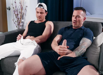 Derek Kage And Enzo Muller In Jerk Buddies: Nasty Brunette Gags On Big Dick