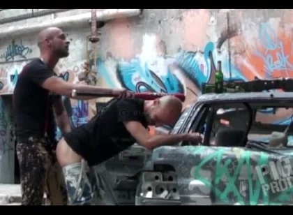 Skinhead boys outdoor fucking