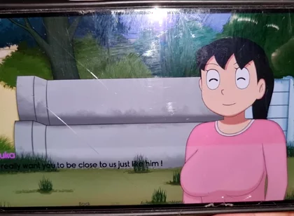 Nobita Rubbed Her Stepmother's Breasts, All the Water From Her While Bathing.