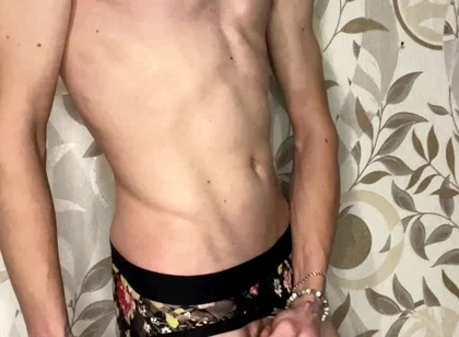 Handjob in Girls' Panties and Dirty Talk