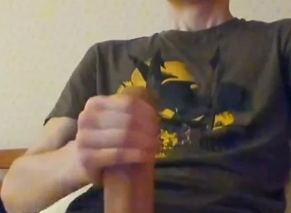 A skinny Guy Shoots a Huge Portion of Sperm and gets a Strong Orgasm