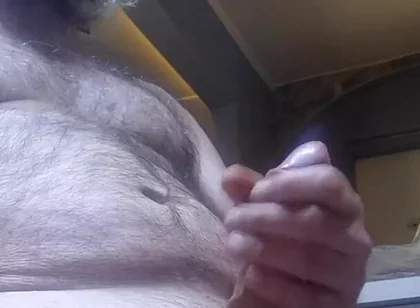 Stroking His Huge Cock and Cumming