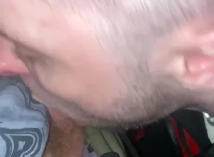 Kinkysirius in Chav Scally Outfit Sucks Hard by Leather Bear in the Public Restroom