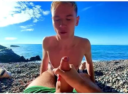 Sucking A Big Dick With A Swallowed And Gives Cum In A Tight Ass On A Nude Beach