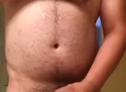 Hairy Bear Jerking Off and Cumming in the Shower