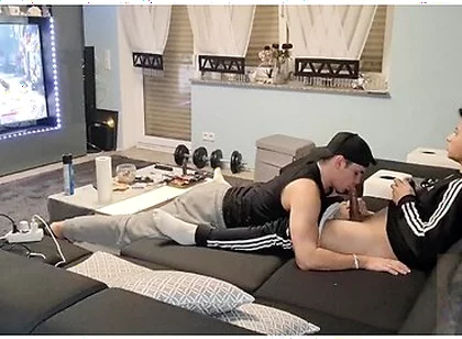 My Boy Surprised Me With A Nice Blowjob While I Was Gaming And I Shot My Cum In His Mouth