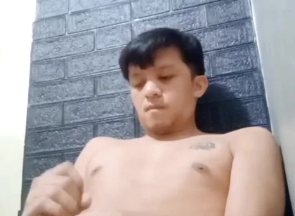 Horny Asian Twink Works His Hard Cock Until He Cums