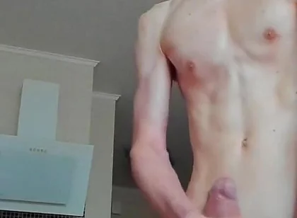 Eugene Twink Jerks off His Huge Cock and Cums a Lot
