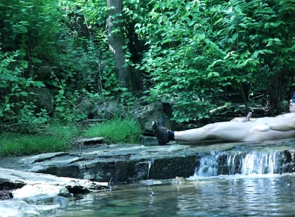 Flexing by the Waterfall, Trying to Sneak a Little Private Moment…