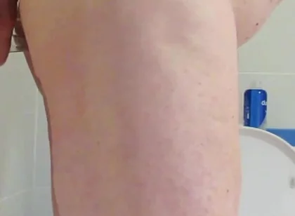 Riding 9 Inch Glass Cock Close up Side View