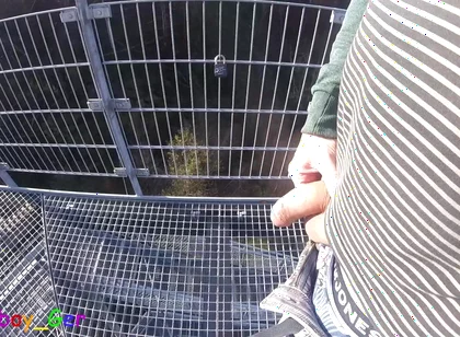 I'm Edit on My Foreskin Cock Outside on a Very Public Observation Tower by a River.
