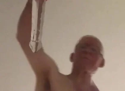 Close up View From Below Riding a Large Glass Cock