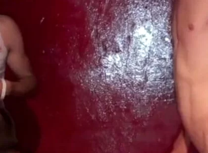 Gay fucked in jockstrap by 2 bad boys in a backroom