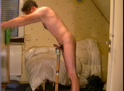 Homemade Stand Fleshlight Vibrator Masturbation